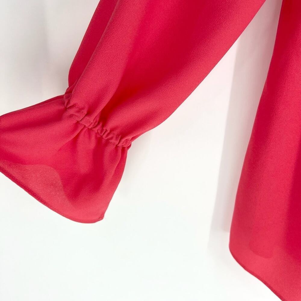 Nicole Miller Artelier Ruffle Sleeve Off the Shoulder‎ Blouse Coral M - Picture 5 of 10